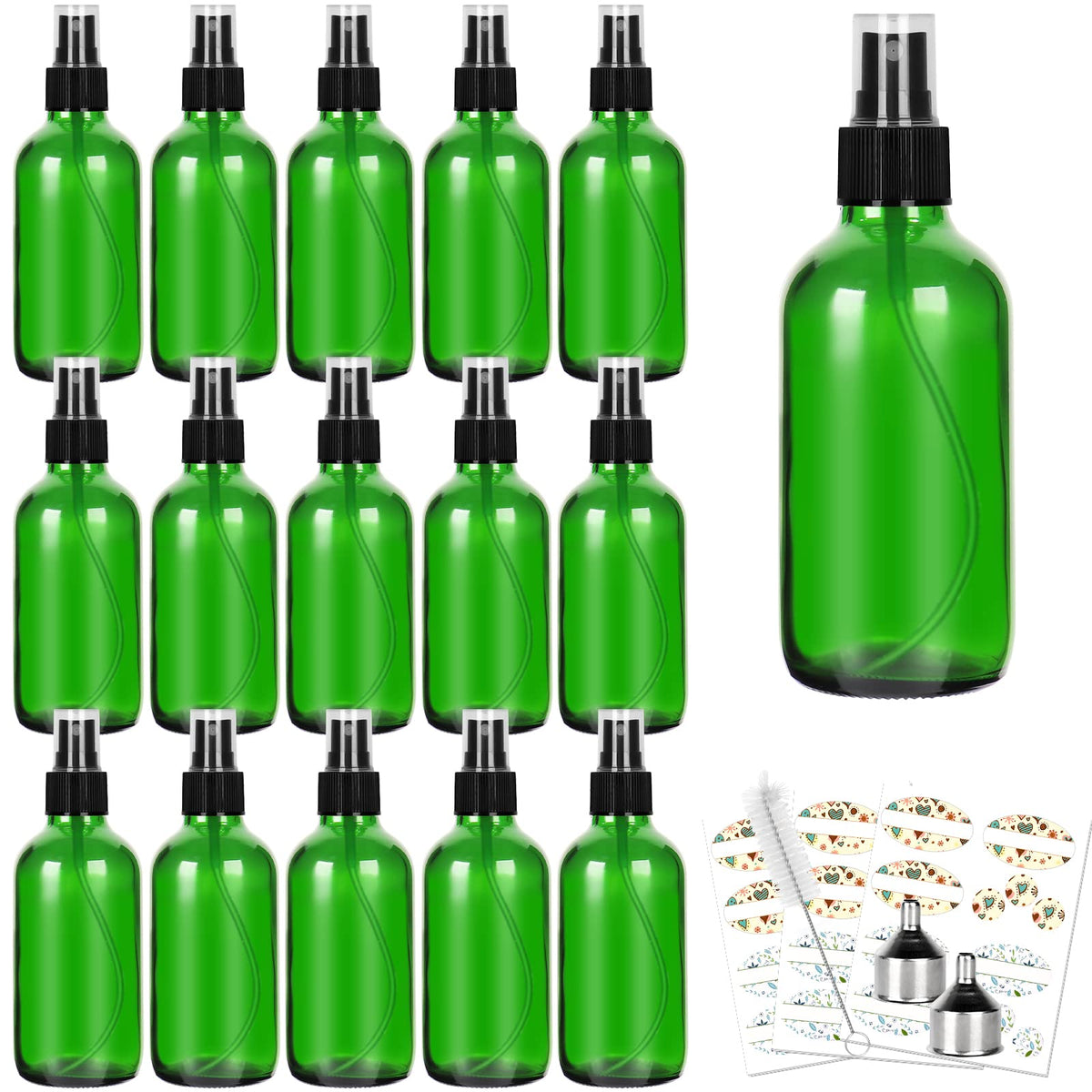 CycleMore green glass bottles 120ml set for safe storage and stylish organization.