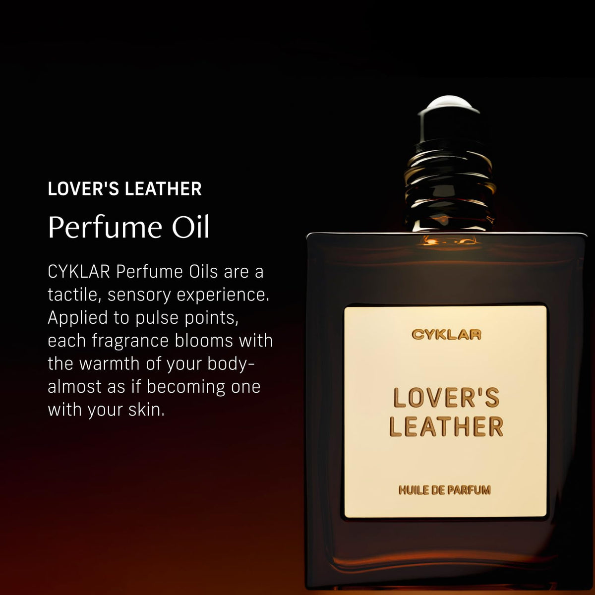 CYKLAR Lover's Leather roll-on applies precisely to pulse points for lasting scent.