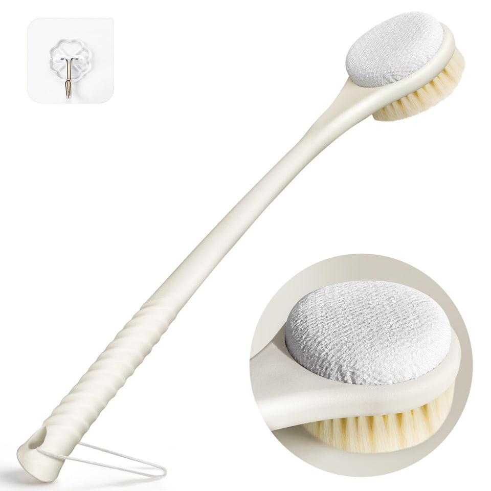 CYMPHW back scrubber with long handle reaches every back area for thorough cleansing