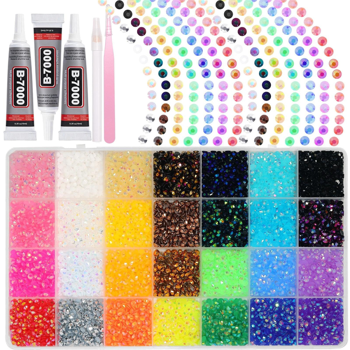 Cynailli 4mm flatback jelly rhinestones in iridescent colors for crafts and DIY decorations.