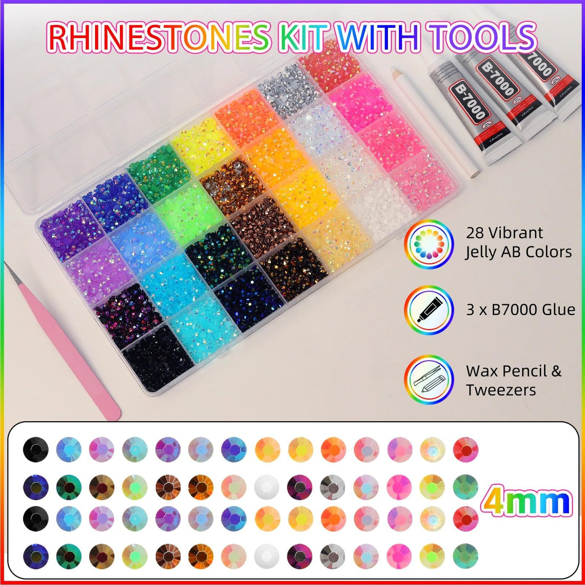 Cynailli 4mm mix-size rhinestones add sparkle to tumblers and apparel.