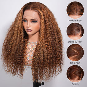 CYNOSURE 26 inch deep curly virgin human hair wig for dramatic length