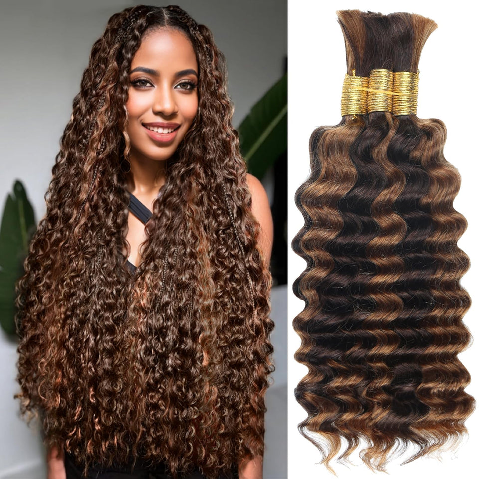 CyorHRT boho braids hair bundle in 20-inch deep water wave for natural volume.