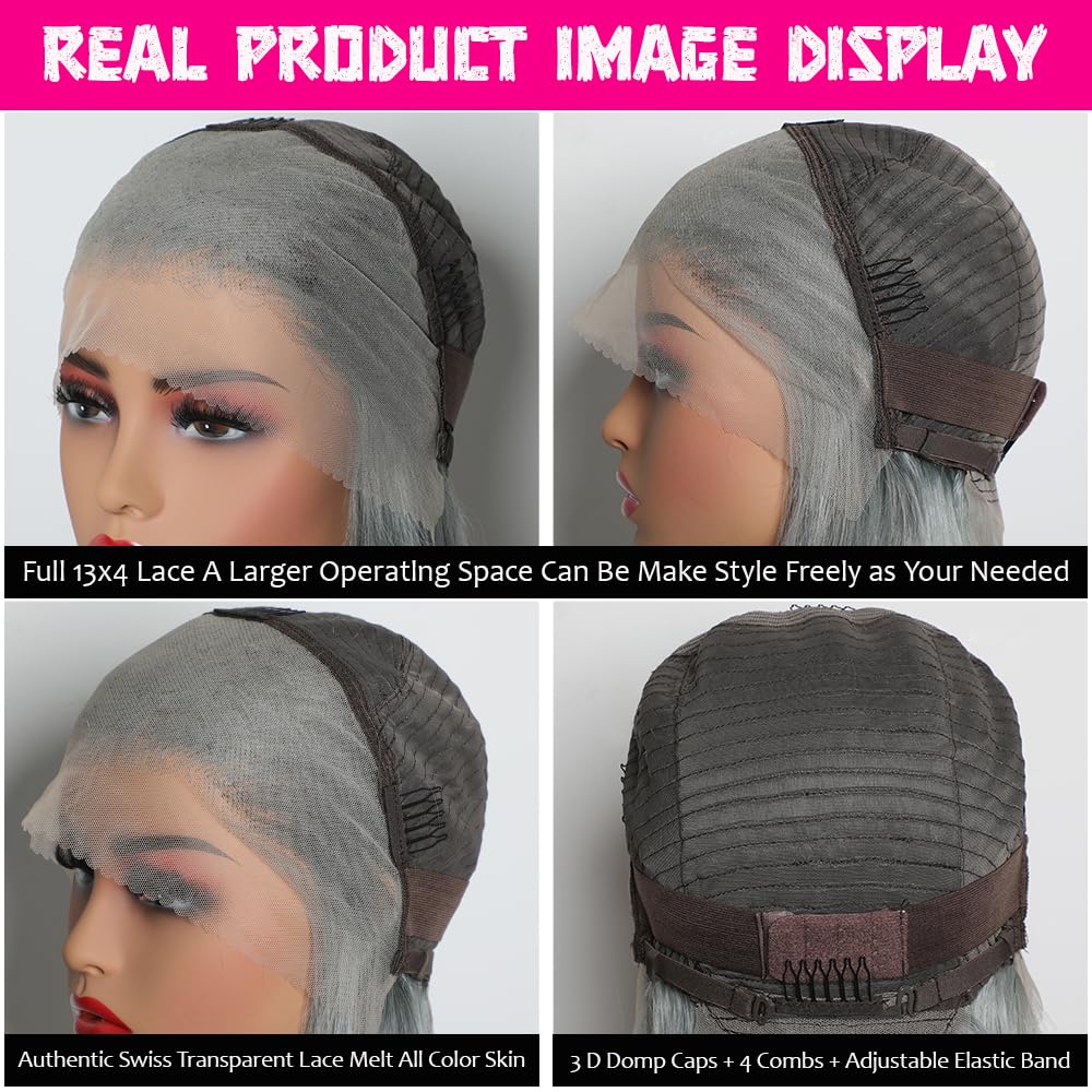 CYSDRH 10 inch silky strands on grey bob wig for lightweight silhouette