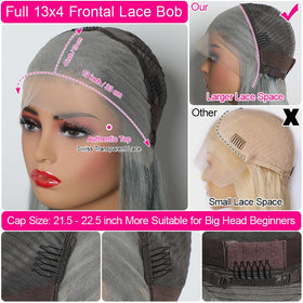 CYSDRH breathable cap design on grey bob wig for all-day comfort