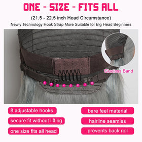 CYSDRH glueless fit on grey bob wig for secure wear
