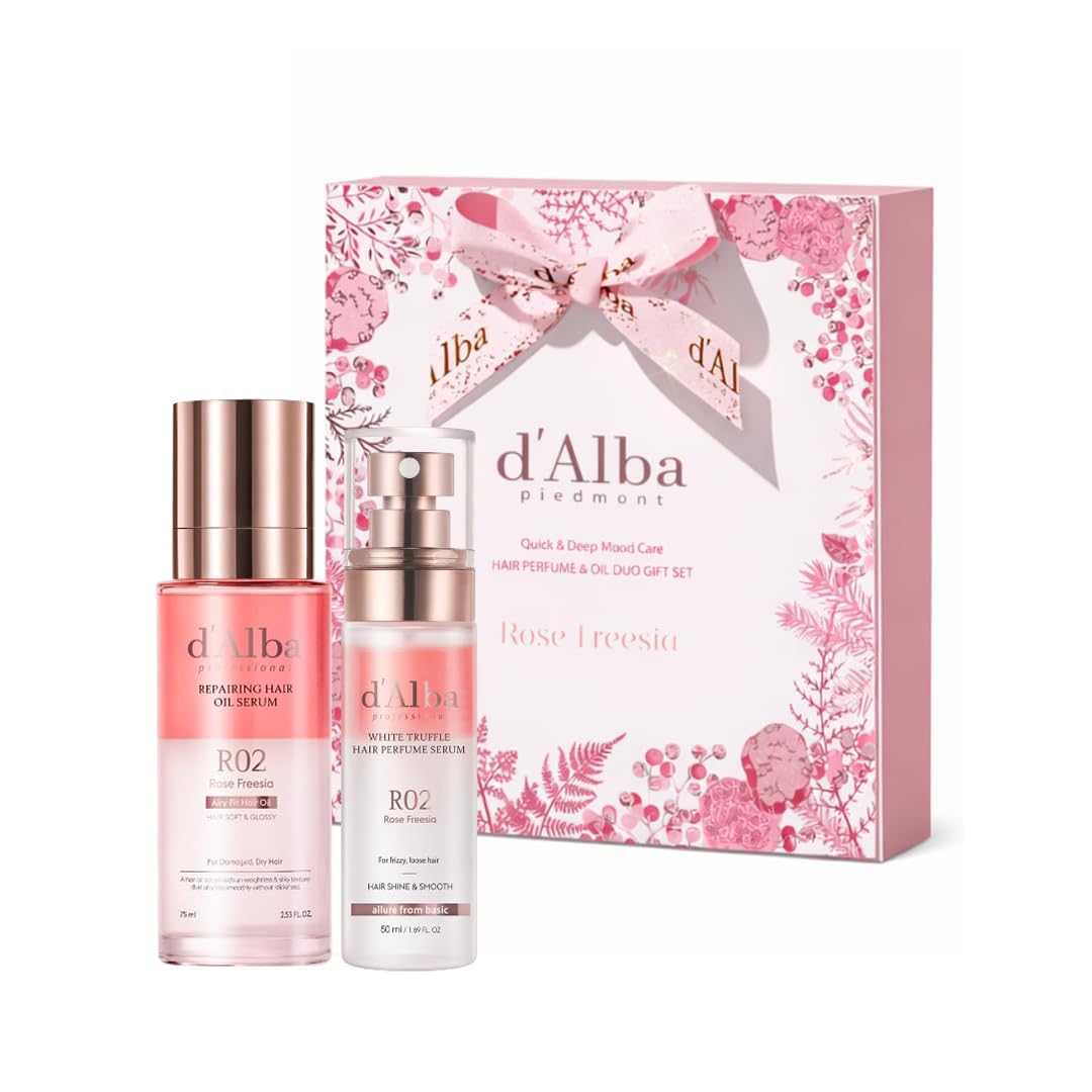 d'alba Piedmont Holiday Gift Set front packaging highlights a luxurious hair care duo for festive prep