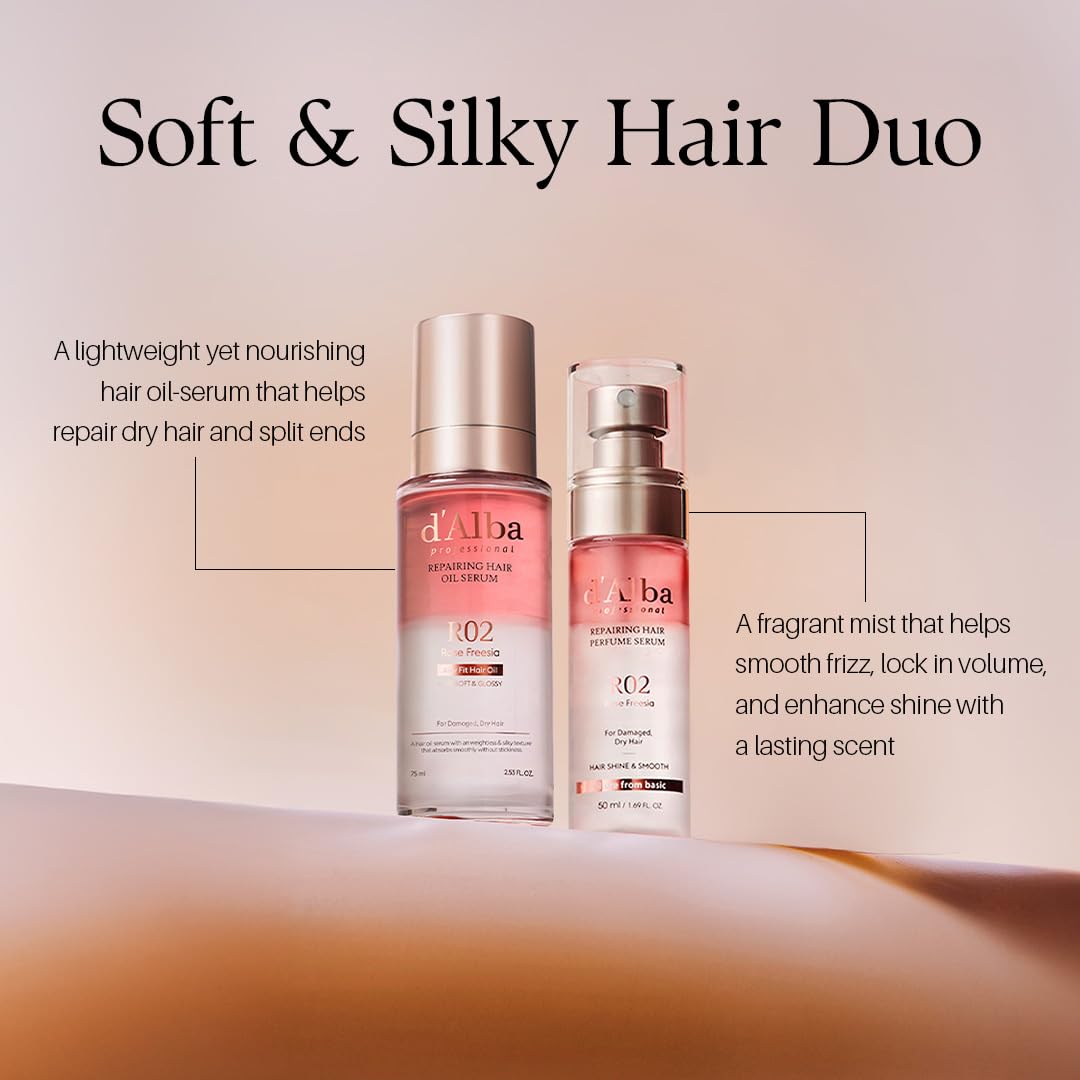 Repairing Hair Oil Serum bottle shows dual-layer formula ready for nourishing treatment