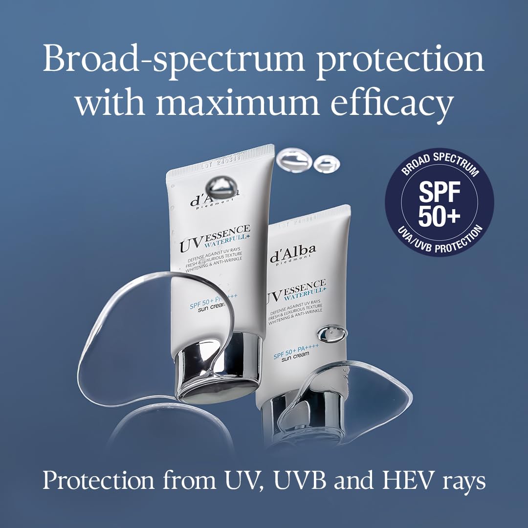 D'Alba Piedmont UV Essence label emphasizing SPF 50 and broad spectrum protection.