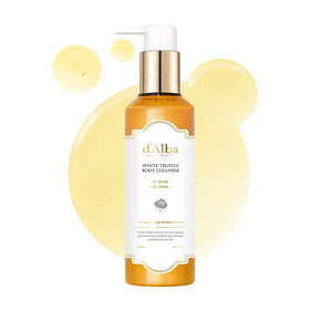 d'alba Piedmont White Truffle Oil Serum Body Cleanser bottle closeup for nourishing cleanse