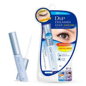 D-UP 502 clear lash glue bottle showing the precise, high-strength adhesive for secure lashes.
