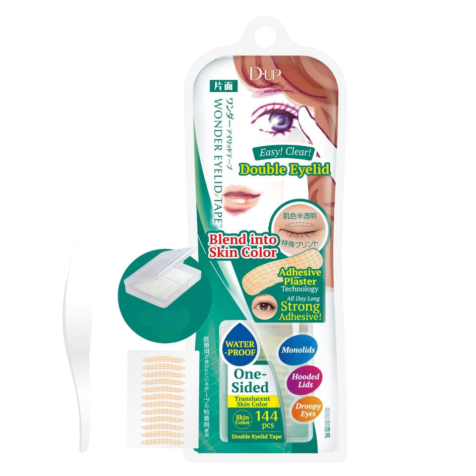 D-UP eyelid tape on hooded eyes invisible for a natural lift.