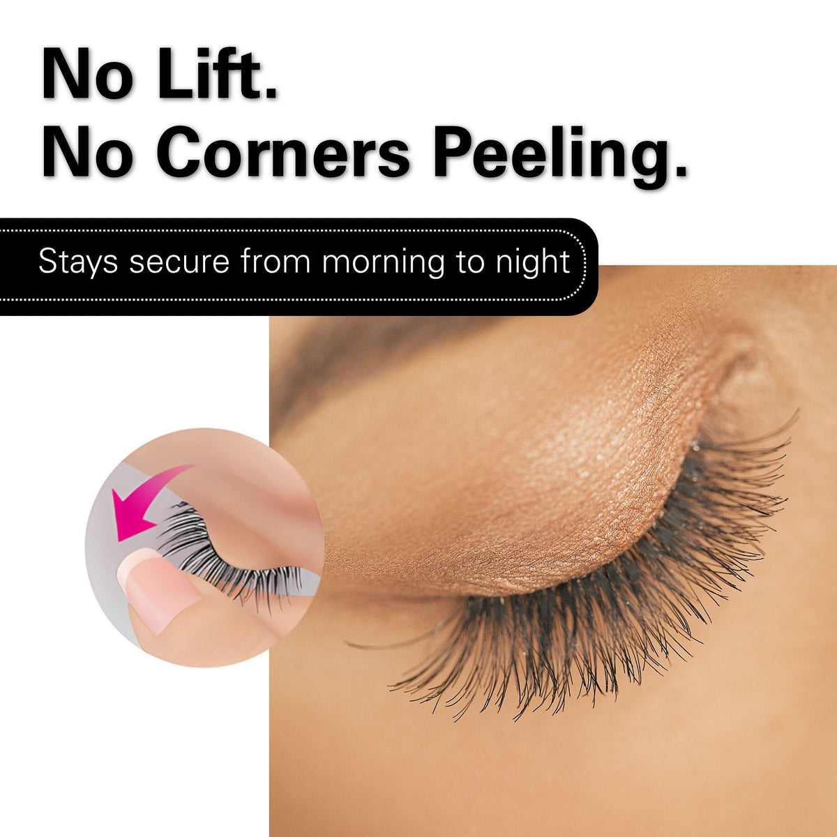 D-UP all lash types compatibility visual indicating versatile bonding options.