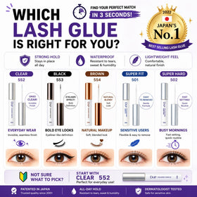 D-UP daily wear concept image suggesting all-day comfort with lash glue.