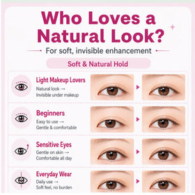 D-UP hooded eyes tape invisible fit for natural lift without stiffness.
