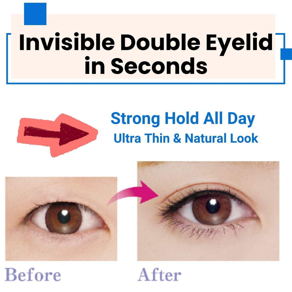 D-UP Hooded eyes tape waterproof for all-day wear.