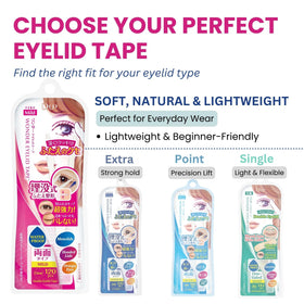 D-UP invisible double eyelid tape close-up showing seamless skin blend.