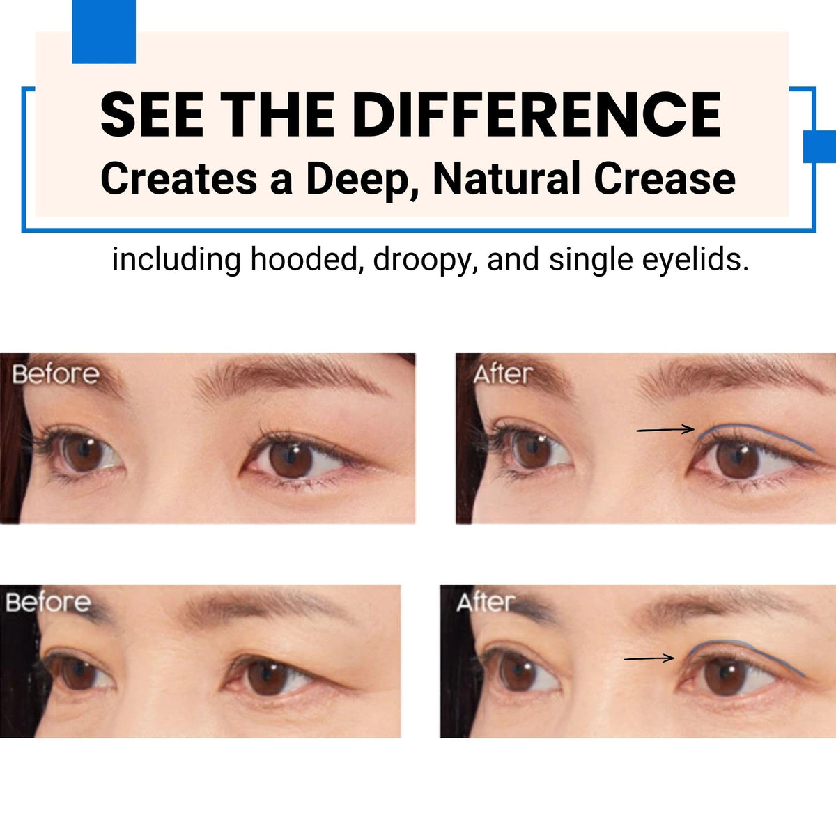 D-UP Invisible eyelid tape blends seamlessly under makeup.