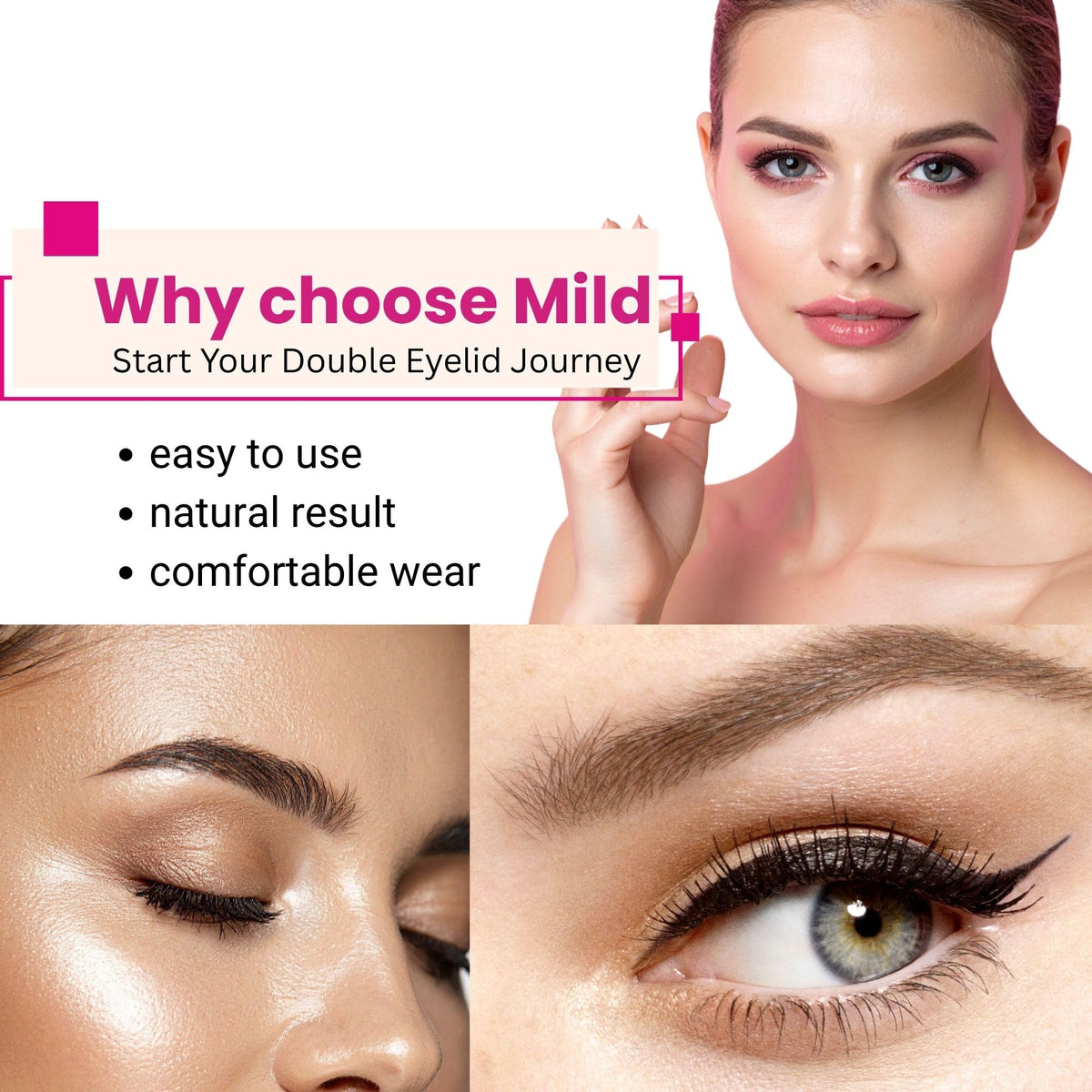 D-UP soft hold adhesive feel on delicate eyelid skin.