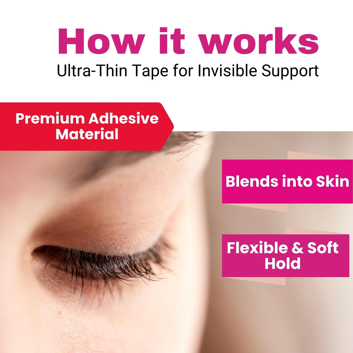 D-UP trim-to-fit strips showing customization for your eye shape.