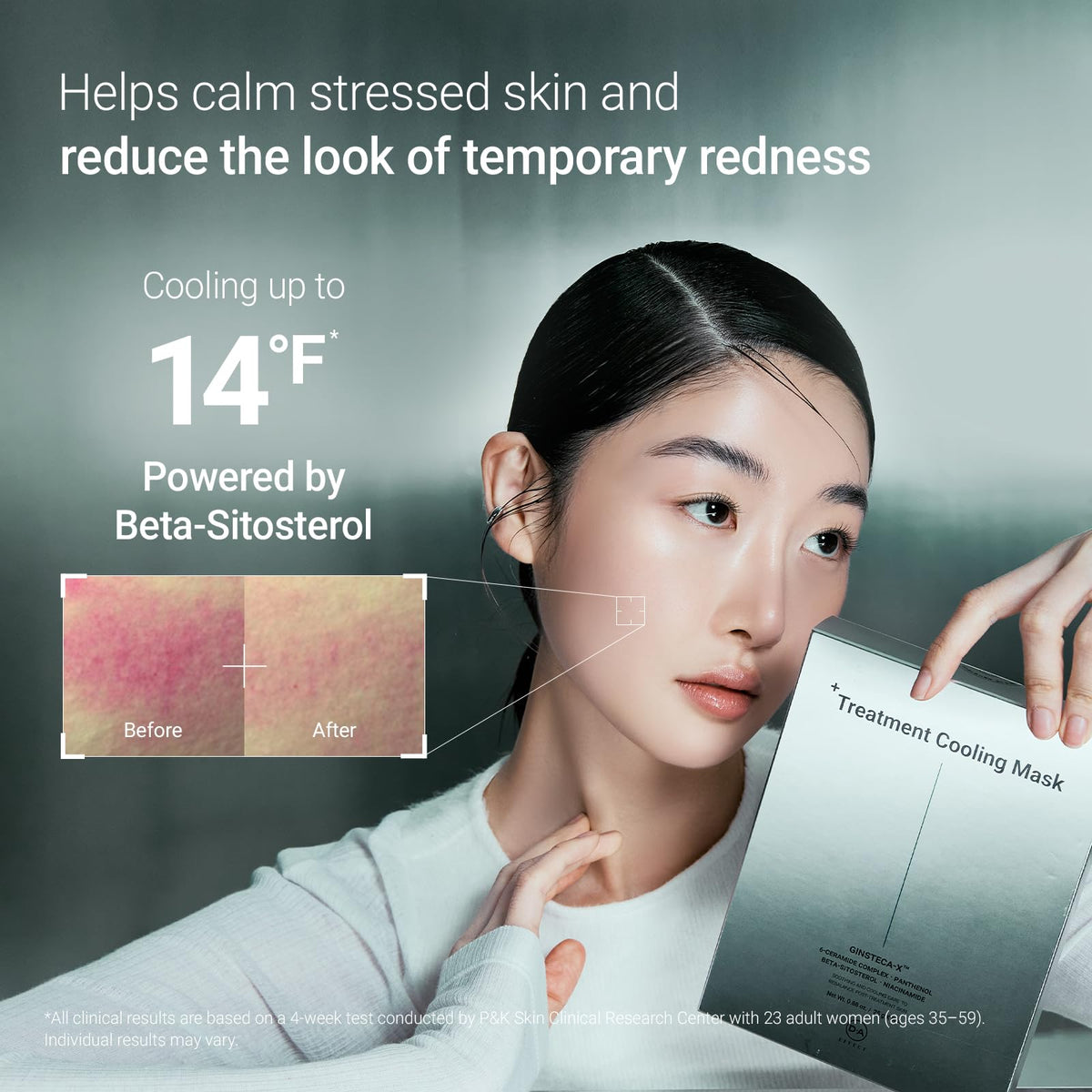 DA EFFECT sheet mask applied on face delivering cooling relief