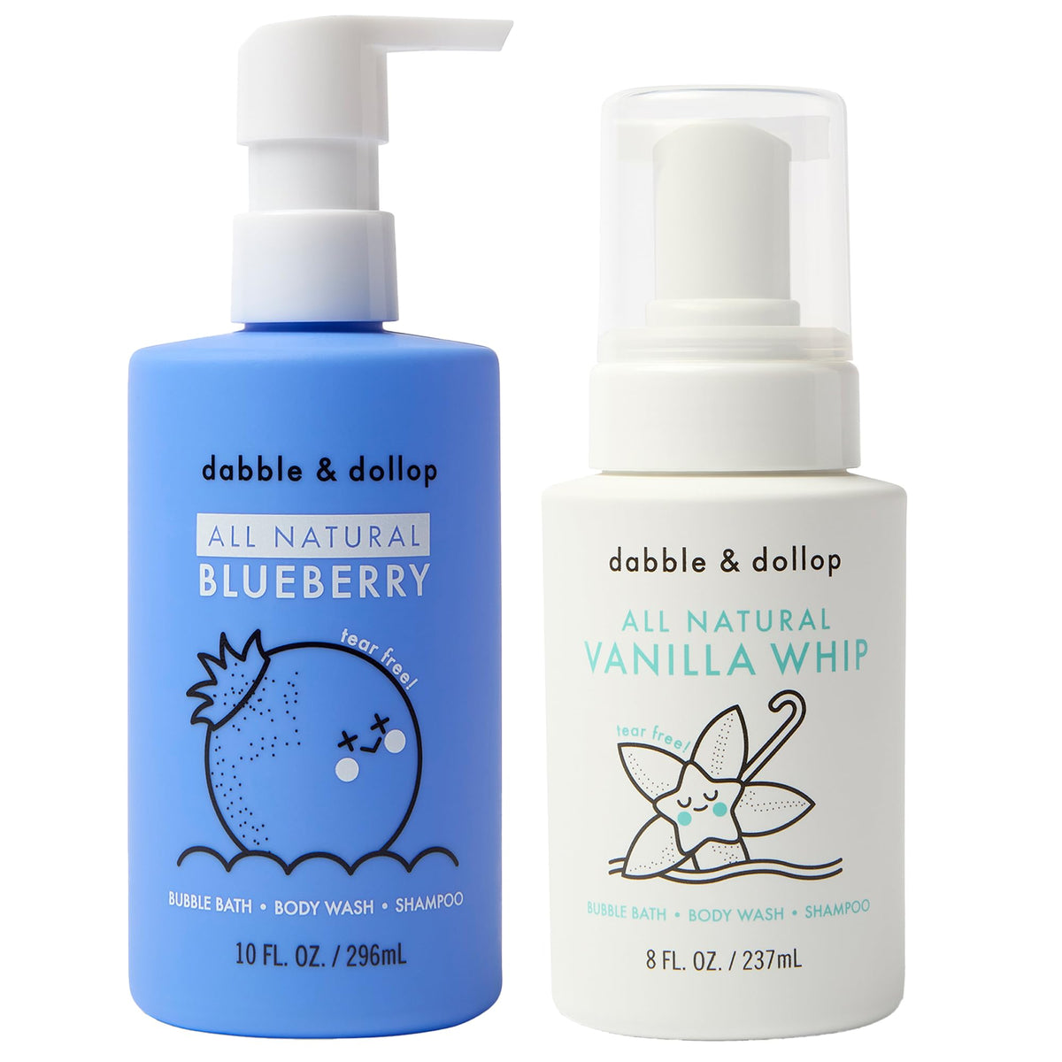 Dabble & Dollop blueberry-vanilla bundle bottles highlight dual-texture bath experience for kids