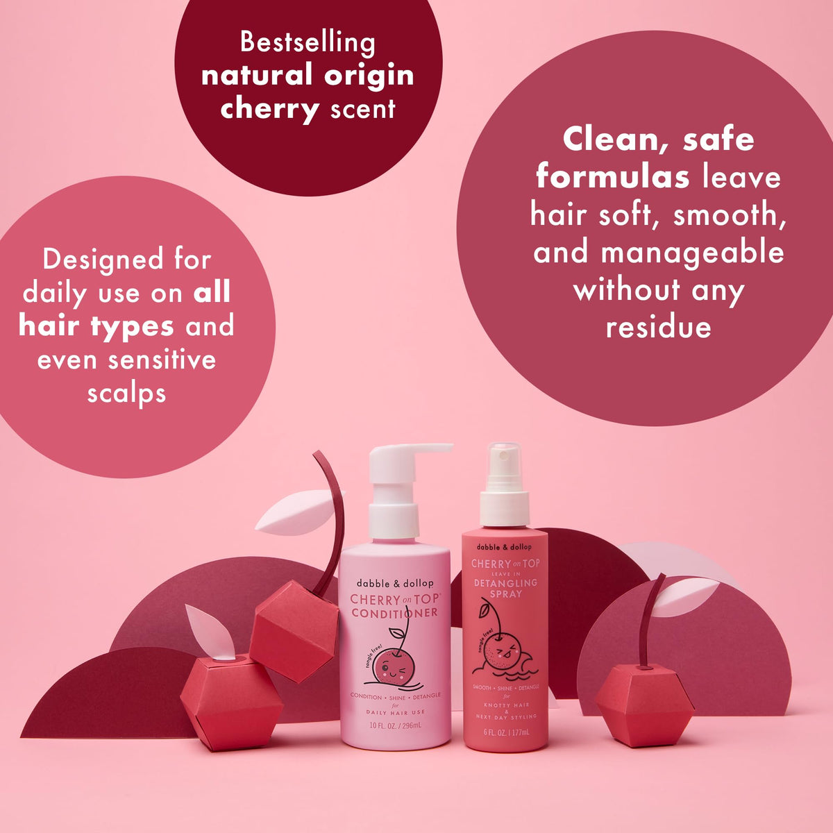 Dabble & Dollop Cherry on Top conditioner hydrates and smooths without heaviness.