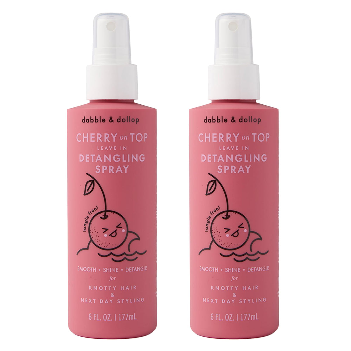 Dabble & Dollop Cherry on Top detangler bottle with 360° mist for easy application