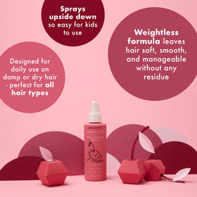 Dabble & Dollop Cherry on Top kid-friendly detangler aids brushing for smooth hair