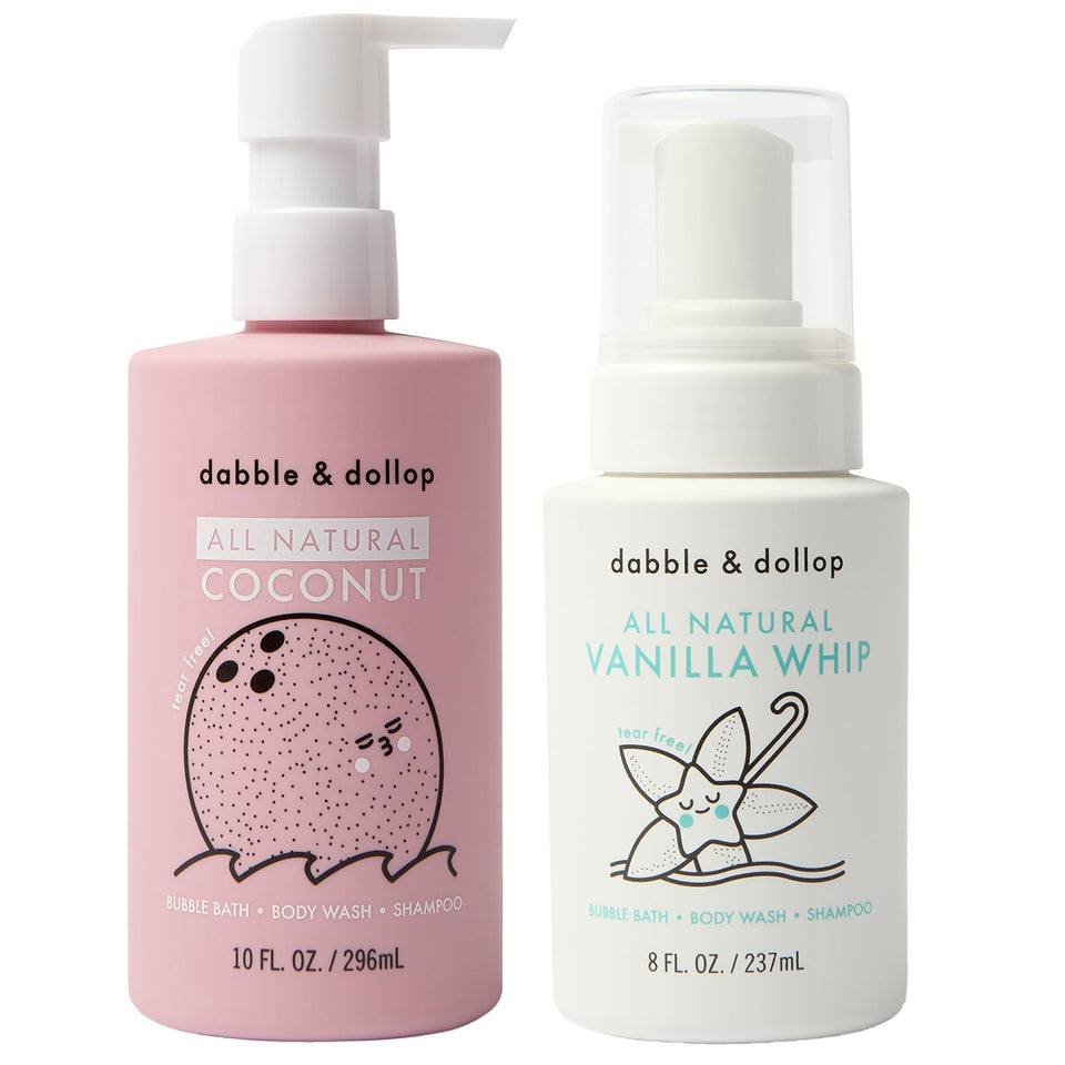 Dabble & Dollop Coconut Vanilla Gel bath provides gentle cleansing for sensitive skin