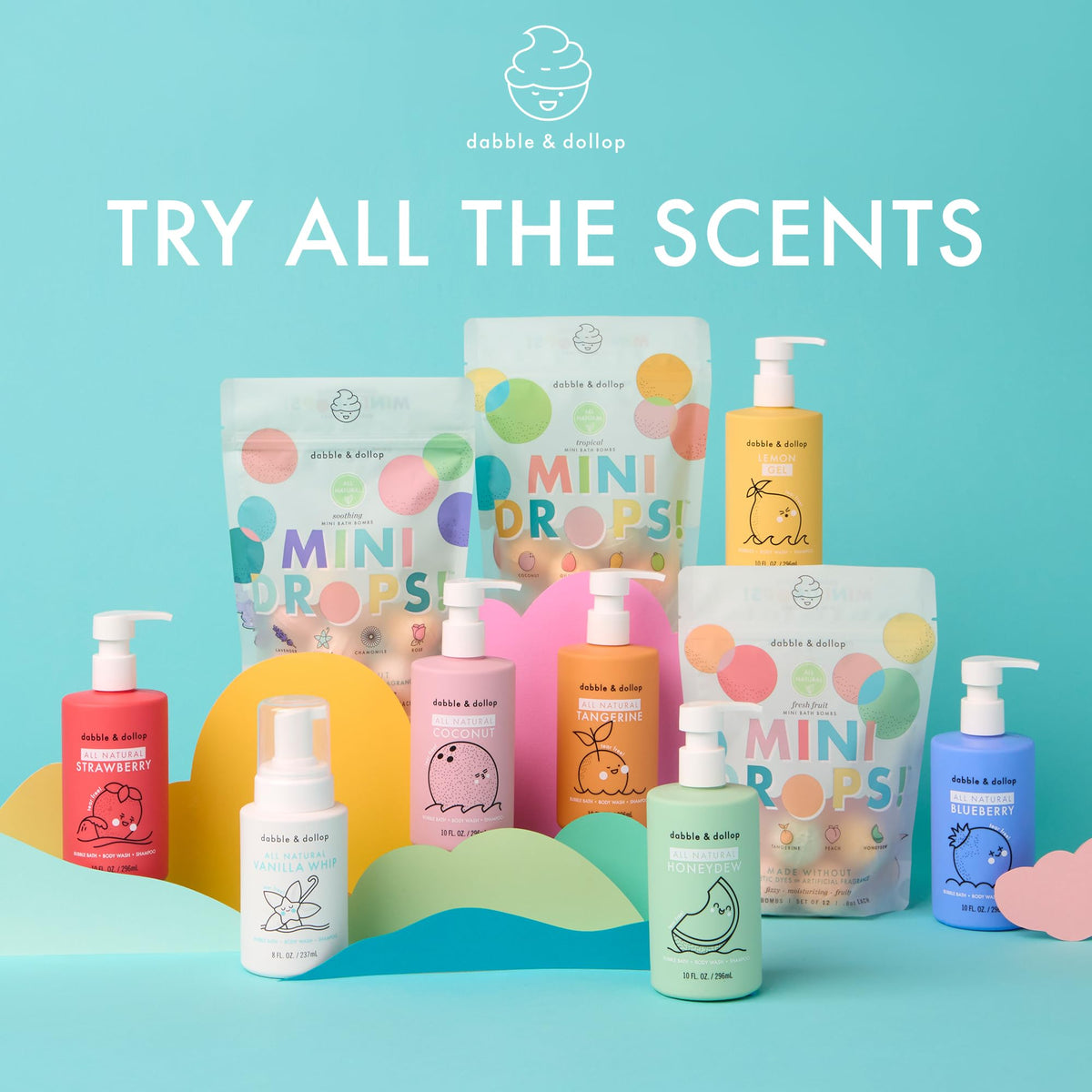 Dabble & Dollop pack-of-two bath set for family bath time.