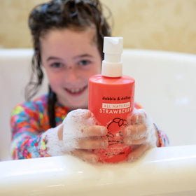 Dabble & Dollop strawberry kids 3-in-1 close-up of skin hydration