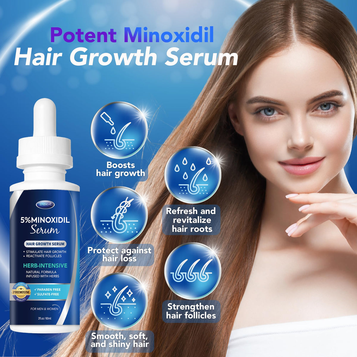 Man applying DABIDA serum to thinning scalp for fuller-looking hair