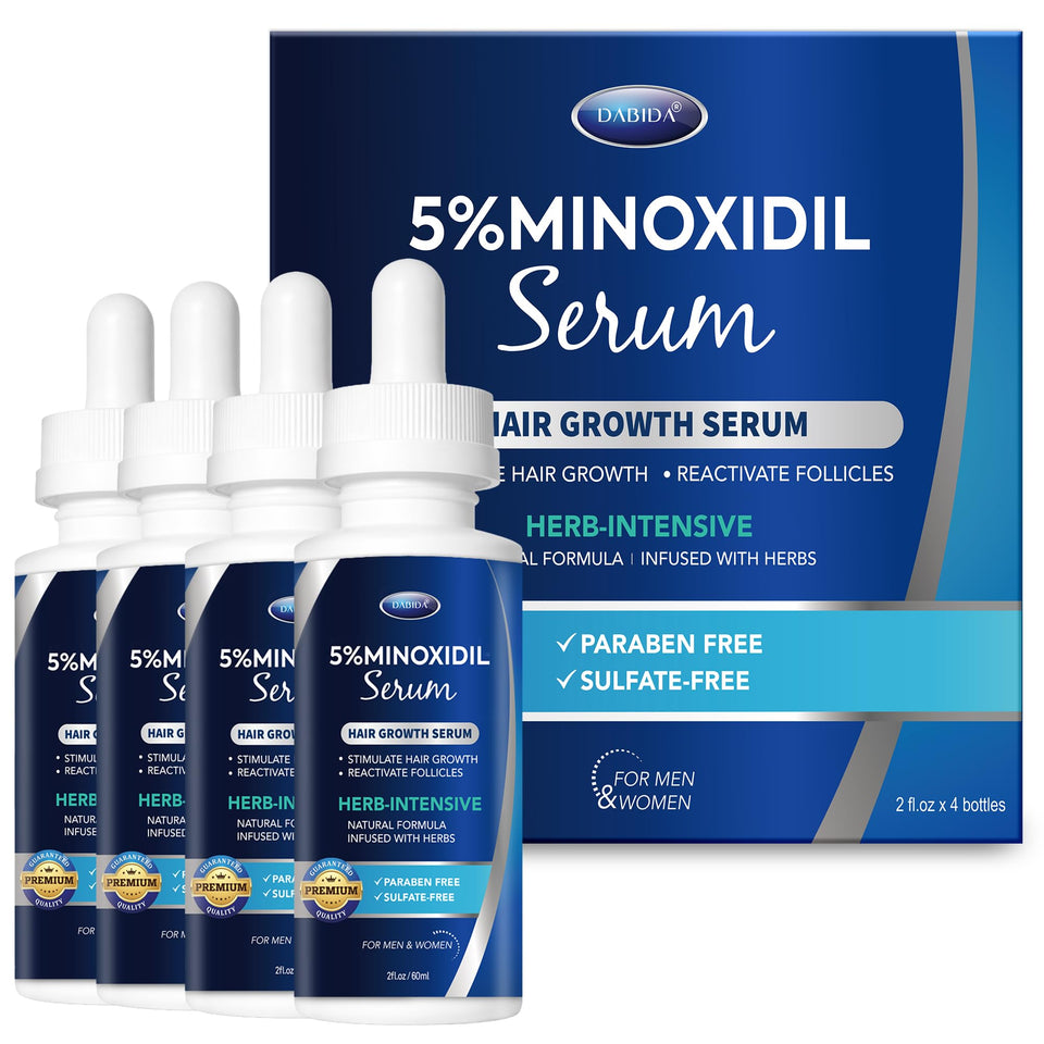 DABIDA 5% Minoxidil bottle close-up for scalp use and targeting thinning areas