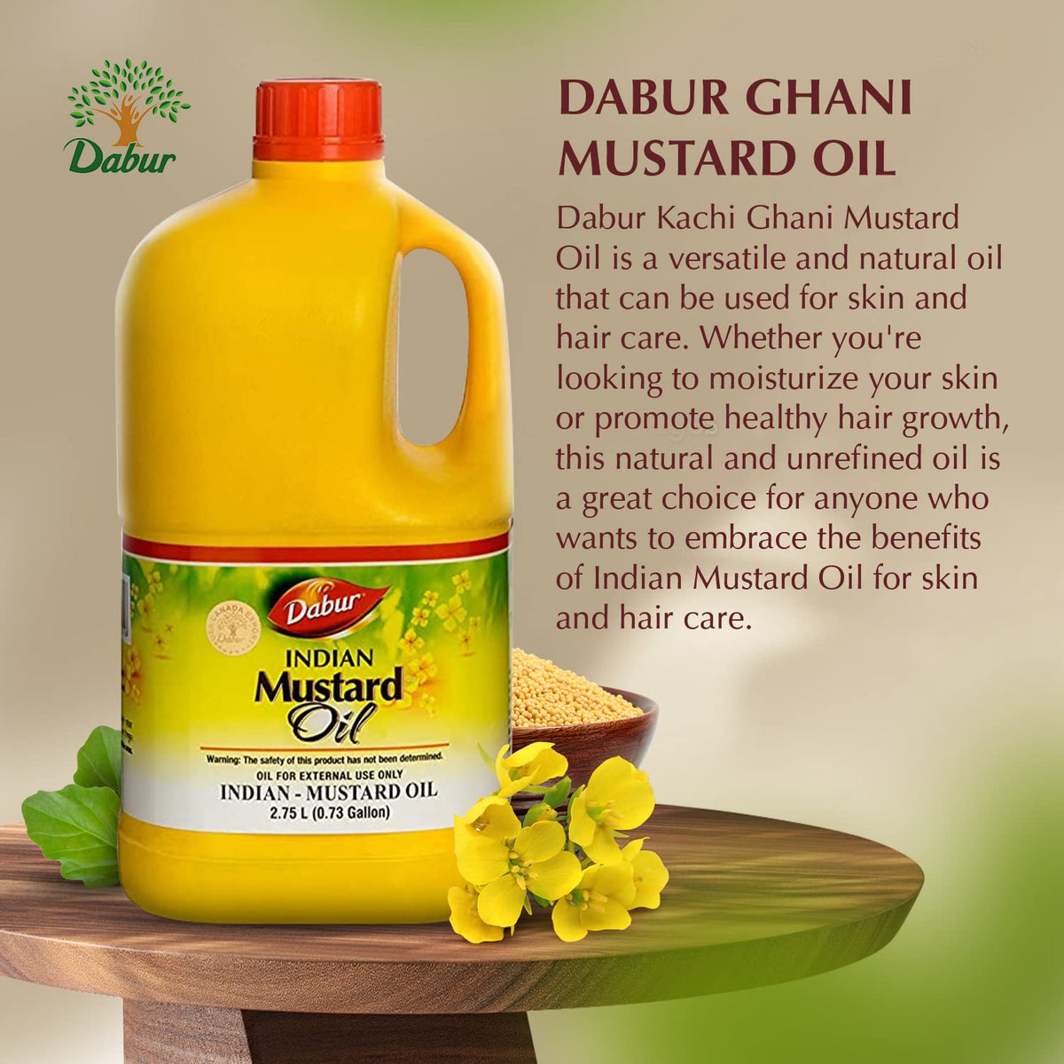 Dabur Kachi Ghani Mustard Oil for hair care and scalp nourishment