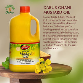 Dabur Kachi Ghani Mustard Oil for hair care and scalp nourishment