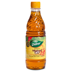 Dabur Kachi Ghani Mustard Oil pack shot for natural skin and hair care.