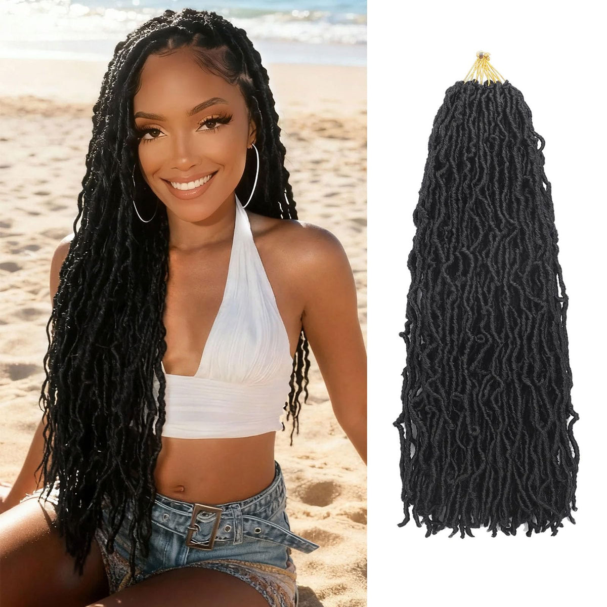 DACAI XIU faux locs crochet hair in 20-inch length for quick everyday looks.