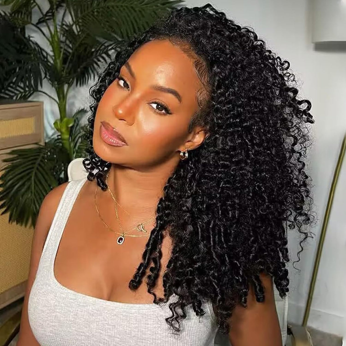DACHIC Burmese curly half wig front view with natural volume for daily wear