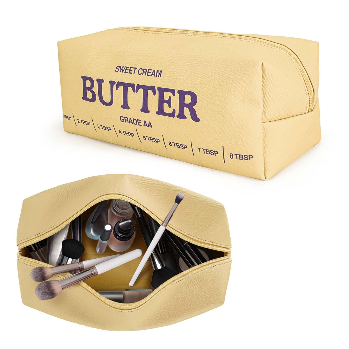 Dadop butter sticks makeup bag front view with double-sided print for travel cosmetics