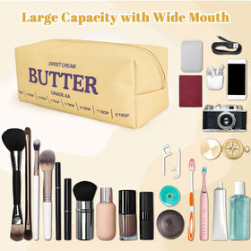 Dadop yellow travel cosmetics pouch ideal for organizing brushes and cosmetics