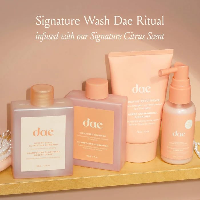 DAE Once Upon a Wash detox shampoo bottle clarifies without stripping oils.
