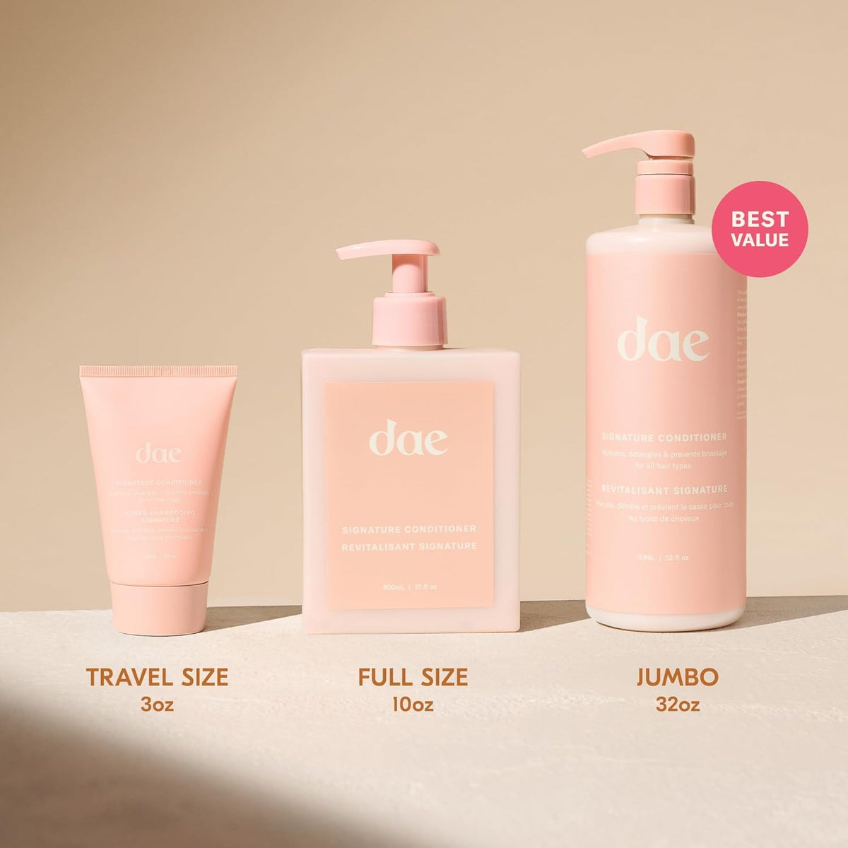 DAE Signature Conditioner on model hair shows shine and smooth texture