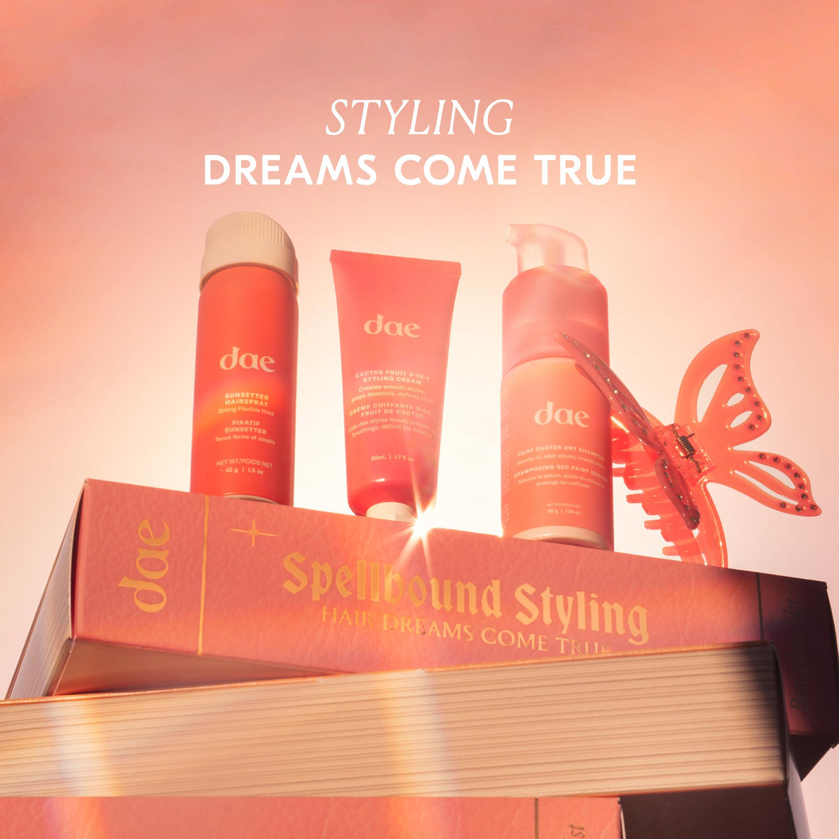 DAE Spellbound dry shampoo texture highlighting oil absorption and residue-free look.