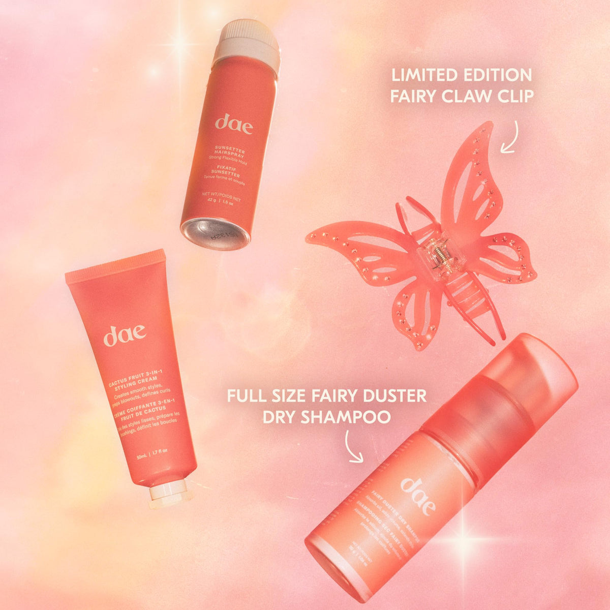 DAE Spellbound styling cream mini shown with multitasking smoothing and shine prep.