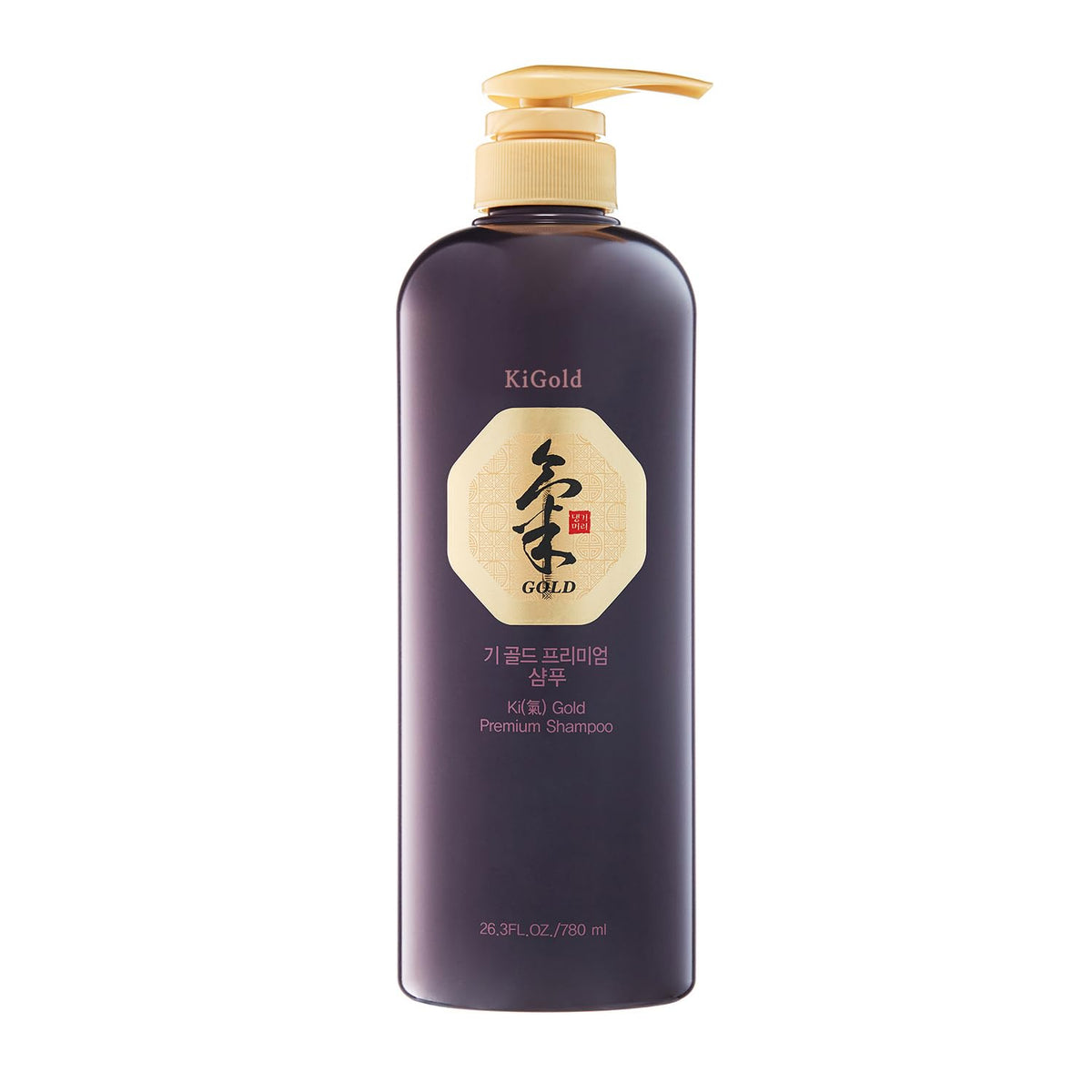 Daeng Gi Meo Ri Ki Gold Premium Shampoo bottle front view demonstrates premium hydration for dry hair.