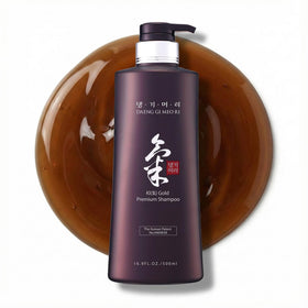 Daeng Gi Meo Ri Ki Gold Premium Shampoo bottle front view, nourishing scalp.