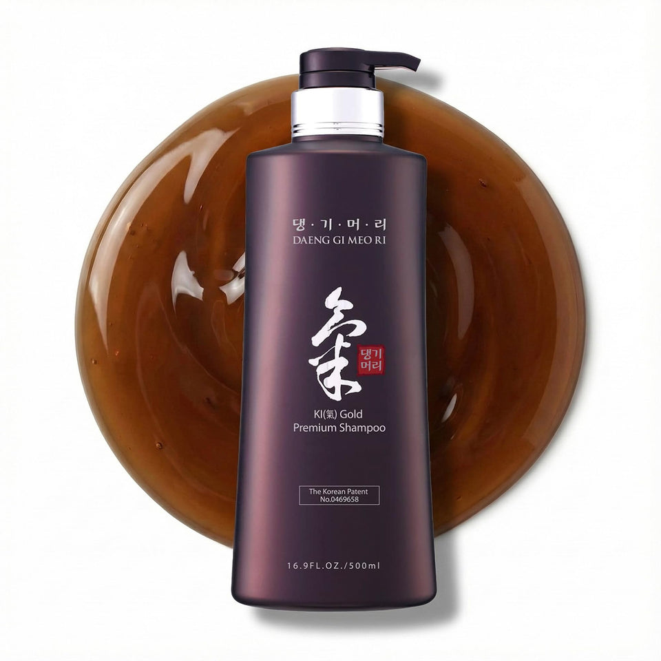 Daeng Gi Meo Ri Ki Gold Premium Shampoo bottle front view, nourishing scalp.