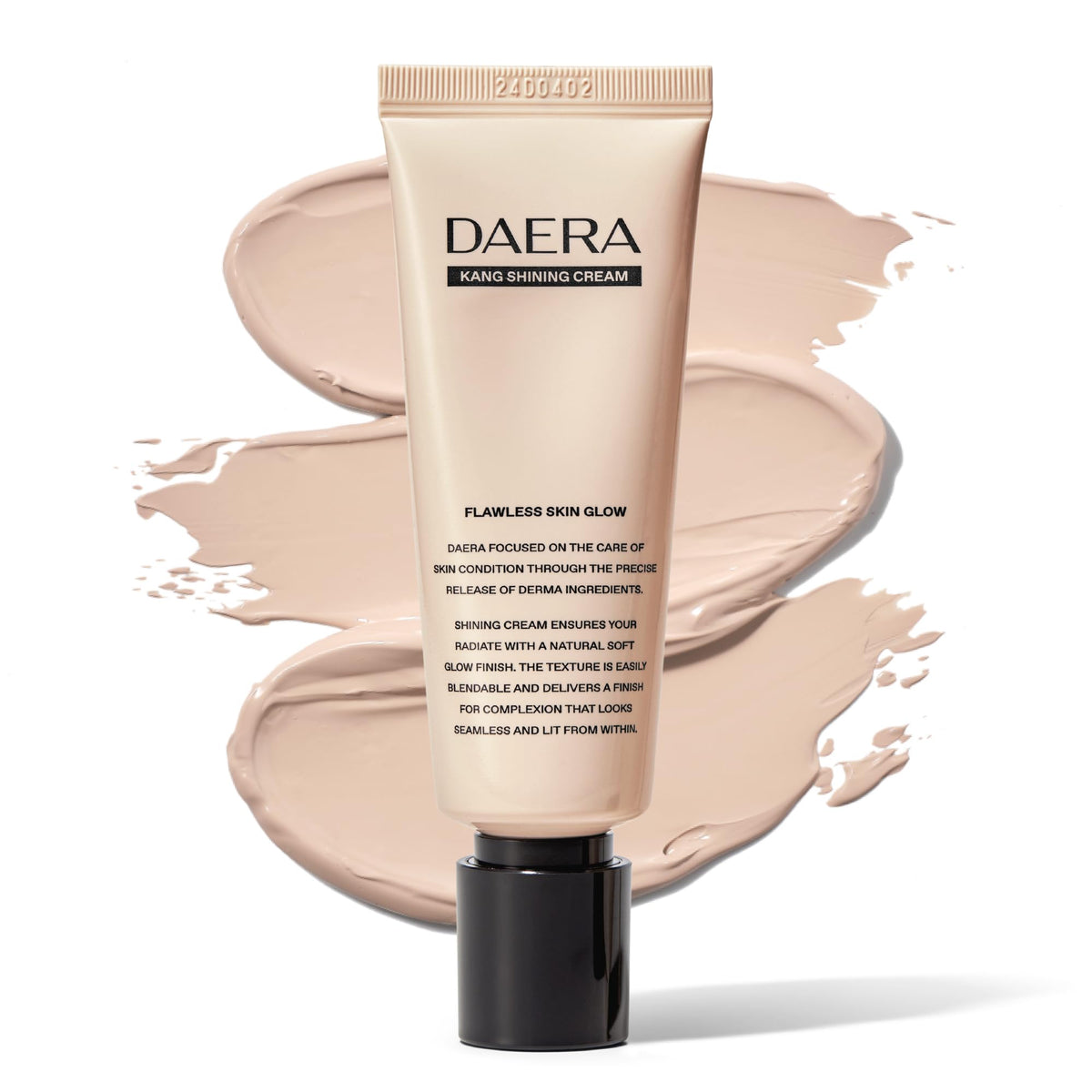 DAERA BB cream bottle close-up showing premium packaging for daily use