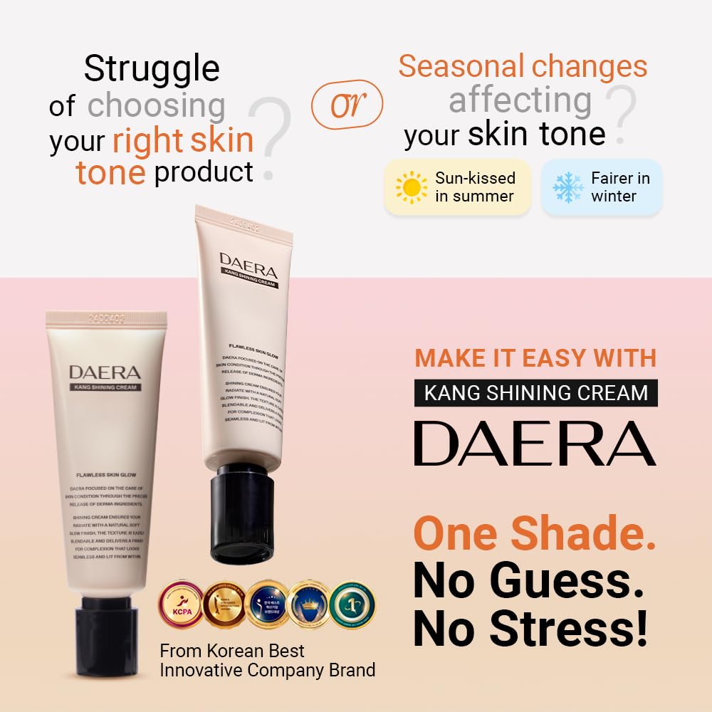 DAERA BB cream glass-skin finish highlights radiant, pore-blurred look